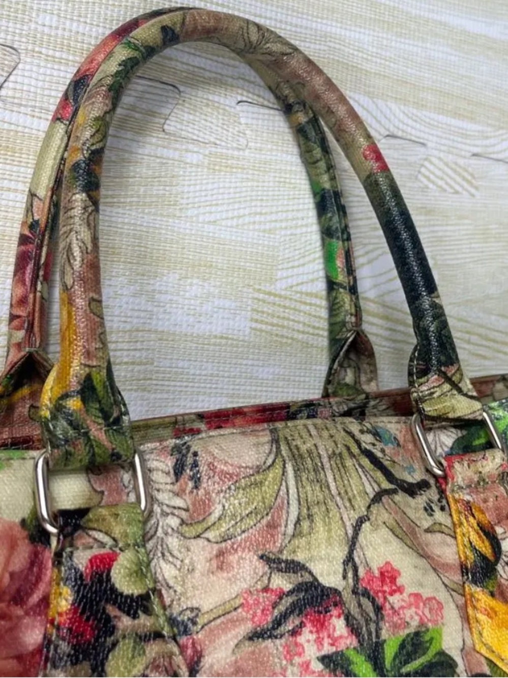Rare Vivienne Westwood Floral Print Leather Structured Tote Bag - Picture 9 of 11